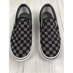 Vans Classic Slip-On Checkerboard Shoe Black & Gray Women’s 6.5 Men’s Size 5